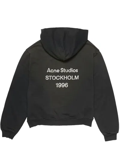 Acne Studios Logo Hooded Sweatshirt In Black
