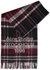 Acne Studios Logo-intarsia Checked Wool-blend Scarf In Brown