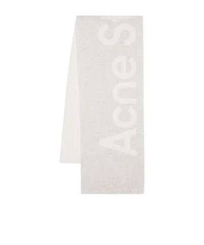 Acne Studios Logo-jacquard Brushed Scarf In White