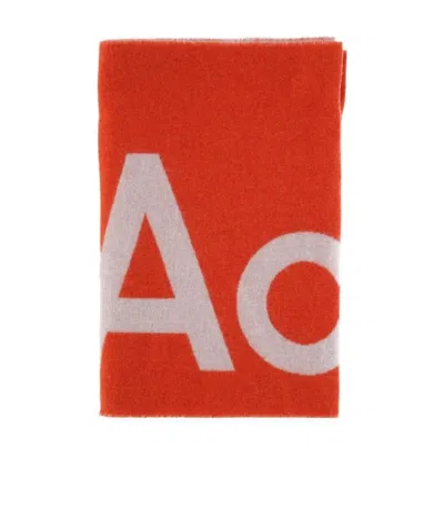 Acne Studios Logo Jacquard Double-sided Scarf In Red