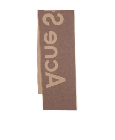 Acne Studios Logo-jacquard Frayed Rectangle Scarf In Nude