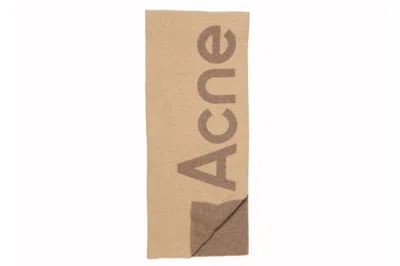Pre-owned Acne Studios Logo Jacquard Scarf Camel Brown