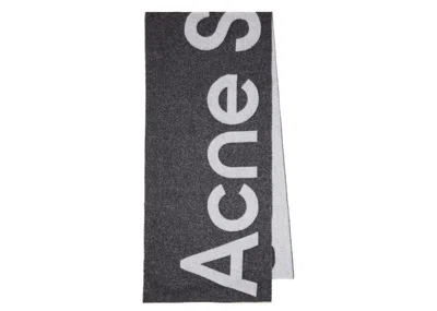 Pre-owned Acne Studios Logo Jacquard Scarf In Black/light Grey In Multi