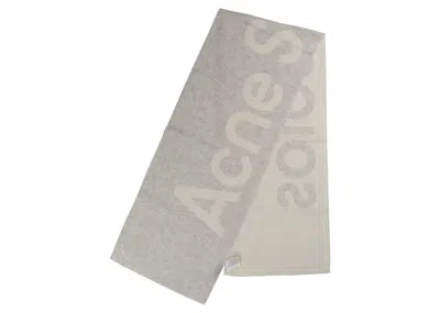 Pre-owned Acne Studios Logo Jacquard Scarf In White/light Grey In Gray