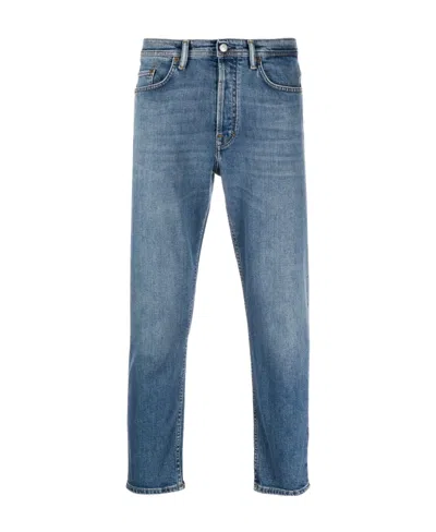 Acne Studios Slim Organic Cotton Denim Cropped Jeans In Blue