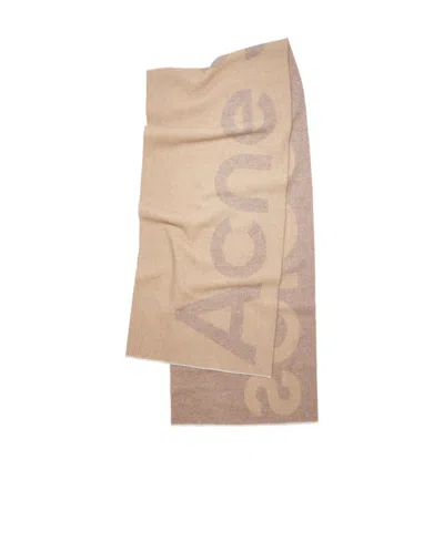 Acne Studios Logo-knit Wool Scarf In Nude