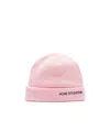 Acne Studios Logo Knitted Wool Hat In Pink