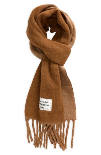 Acne Studios Logo Label Alpaca & Wool Blend Fringe Scarf