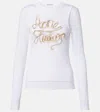 Acne Studios Elga Tinsel Logo Rib Long Sleeve Layered T-shirt In White