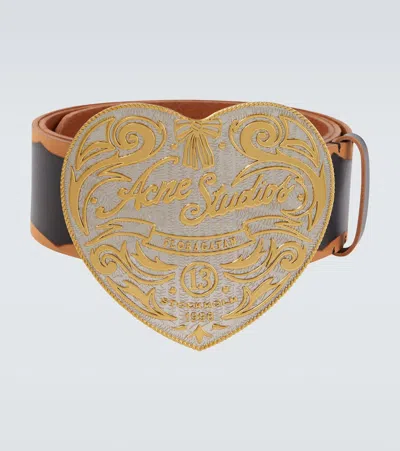 Acne Studios 5cm Heart Leather Belt In Black