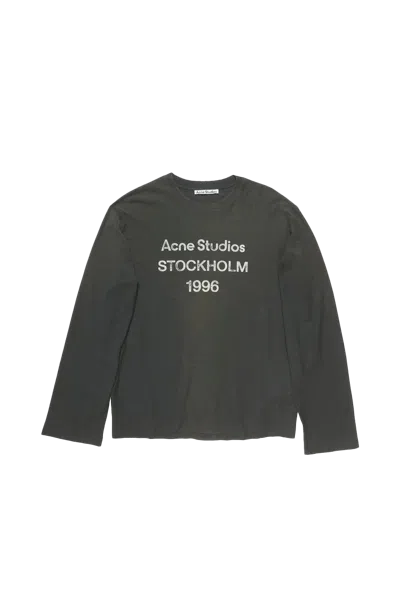 Acne Studios Logo Long Sleeve T-shirt Black In Green