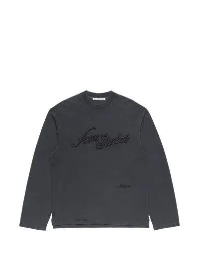 Acne Studios Logo Long-sleeve T-shirt In Gray