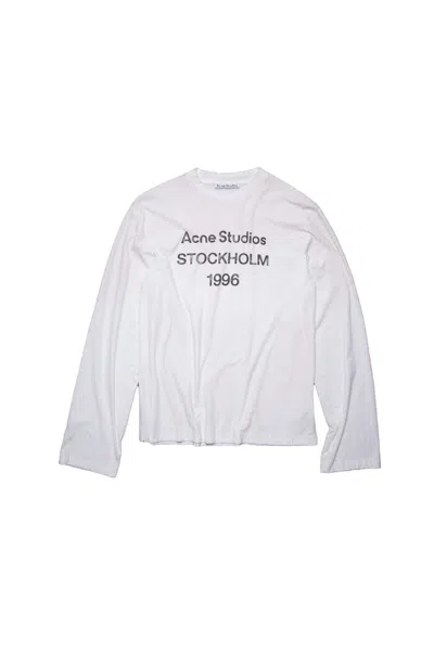 Pre-owned Acne Studios Logo Long Sleeve Tee Shirt In White