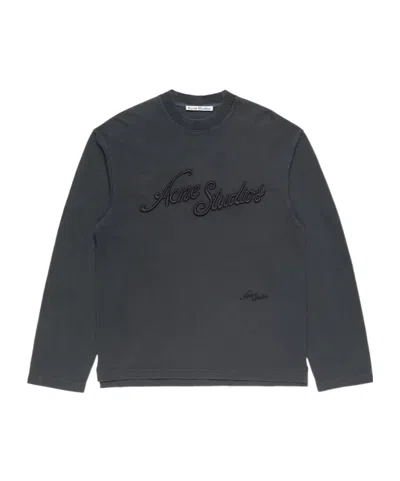 Acne Studios Logo Long-sleeve T-shirt In Gray