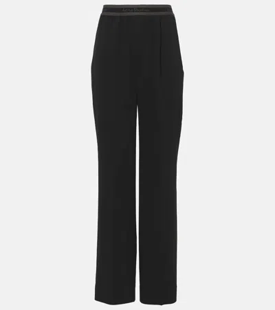 Acne Studios Logo Mid-rise Wide-leg Pants In Black
