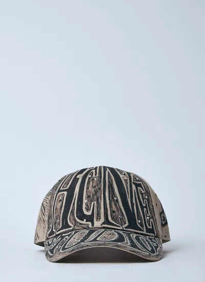 Acne Studios Carli Biro Crystal-embellished Printed Cotton-twill Baseball Cap In Grey