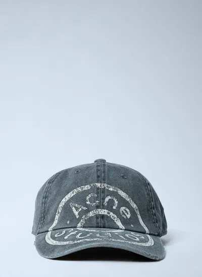 Acne Studios Logo Motif Baseball Cap In Gray