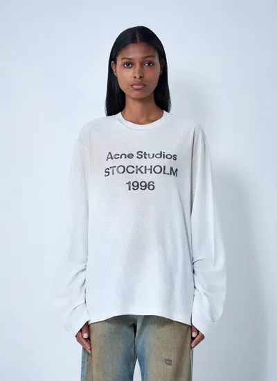 Acne Studios White Relaxed Fit Logo T-shirt In Dc6 Dusty White