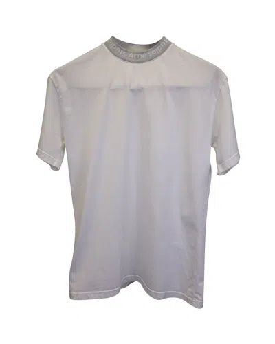 Acne Studios Logo Neck Tshirt In White Cotton