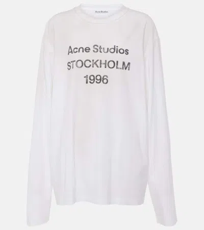 Acne Studios Womens Dusty White Edden 1996 Long-sleeve Cotton And Hemp-blend Jersey T-shirt
