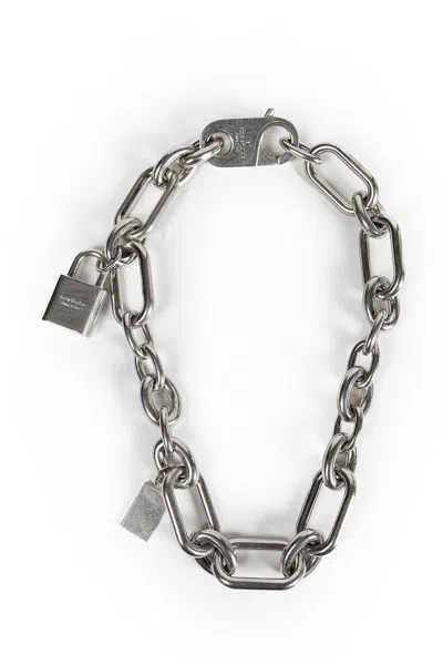 Acne Studios Logo Padlock Necklace In Silver