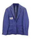 Acne Studios Logo Patch Blazer In Blue Linen In Blue