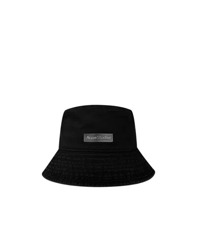 Acne Studios Logo Patch Bucket Hat In Black