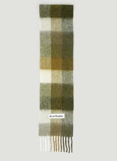 Acne Studios Logo Patch Check Scarf In Brown