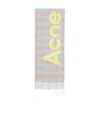 Acne Studios Logo-patch Checked Wool Scarf In White