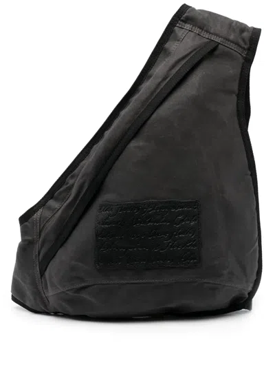 Acne Studios Logo-patch Cotton Sling Bag In Grey