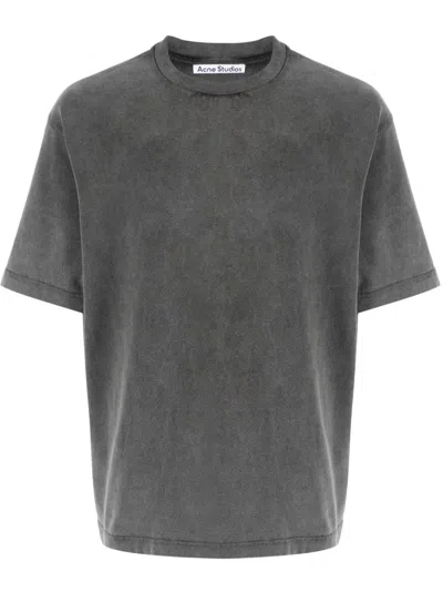 Acne Studios Logo-patch Cotton T-shirt In Gray