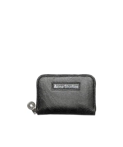 Acne Studios Logo-patch Cracked Leather Wallet In Black