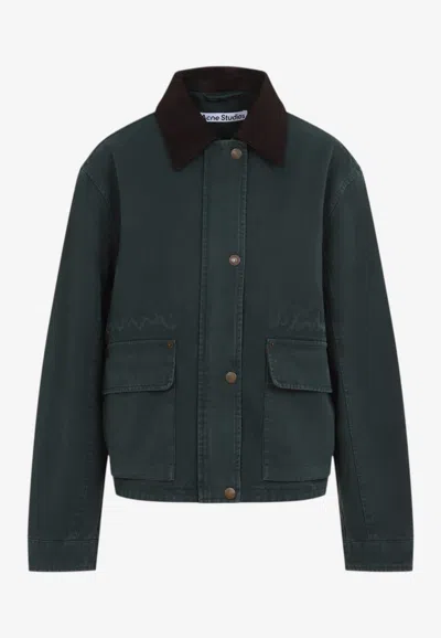 Acne Studios Dark Green Distressed Shirt Collar Jacket