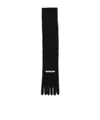 Acne Studios Logo-patch Fringed Scarf In Black
