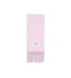 Acne Studios Logo Patch Fringed Scarf In Pink/lilac