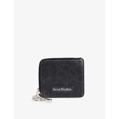 Acne Studios Womens Black Logo-patch Leather Zip Wallet