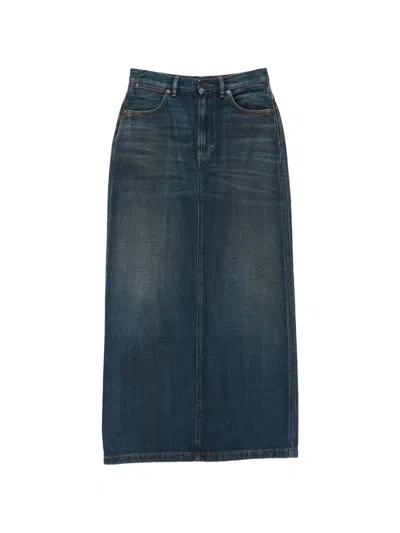Acne Studios Logo-patch Maxi Skirt In Blue