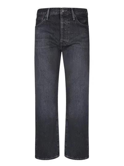 Acne Studios Logo Patch Mid-rise Jeans In Black