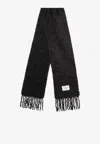 Acne Studios Logo Patch Mohair-blend Scarf In Black