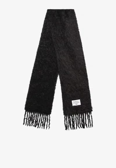 Acne Studios Logo Patch Mohair-blend Scarf In Black