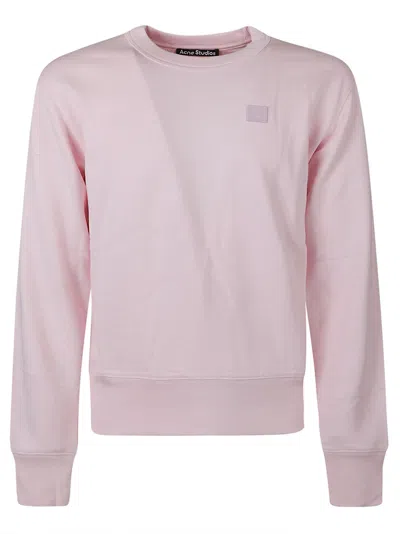 Acne Studios Logo Patch Ribbed Sweatshirt In Pink