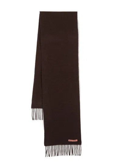 Acne Studios Logo-patch Scarf In Brown