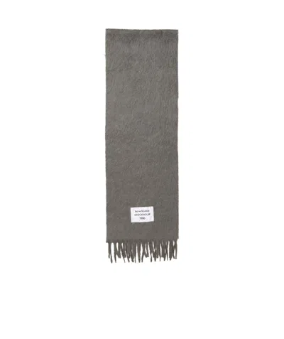 Acne Studios Logo-patch Scarf In Gray