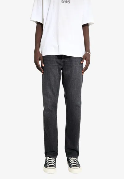 Acne Studios Logo Patch Striaght Jeans In Black