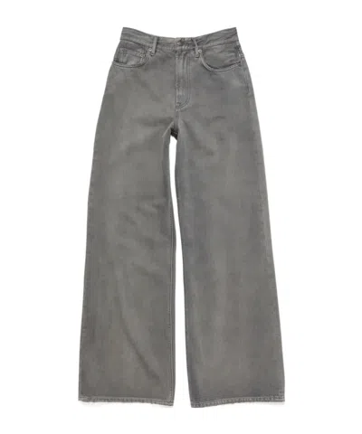 Acne Studios Logo Patch Wide-leg Jeans In Gray