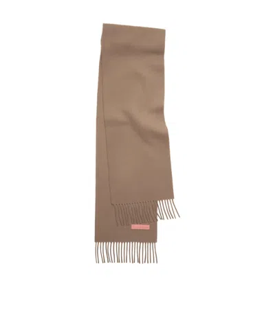 Acne Studios Logo-patch Wool Scarf In Brown