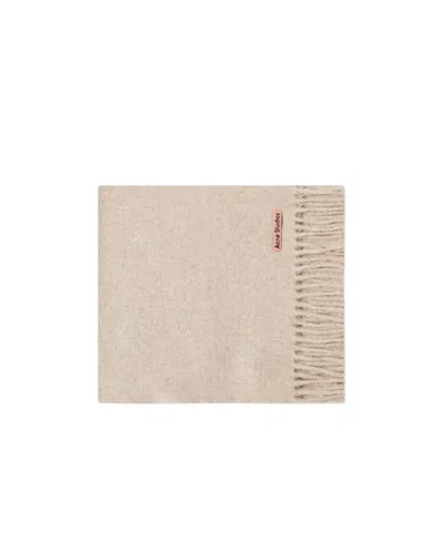 Acne Studios Logo-patch Wool Scarf In Nude