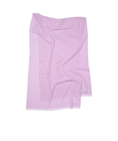 Acne Studios Logo-patch Wool Scarf In Purple