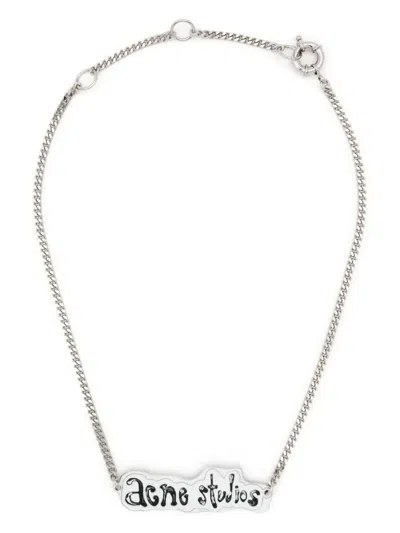 ACNE STUDIOS LOGO-PENDANT CHAIN-LINK NECKLACE