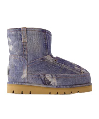 Acne Studios Logo Plaque Ankle Boots In Gray